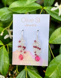Pink Quartz | Garnet | Moonstone Drop Earrings