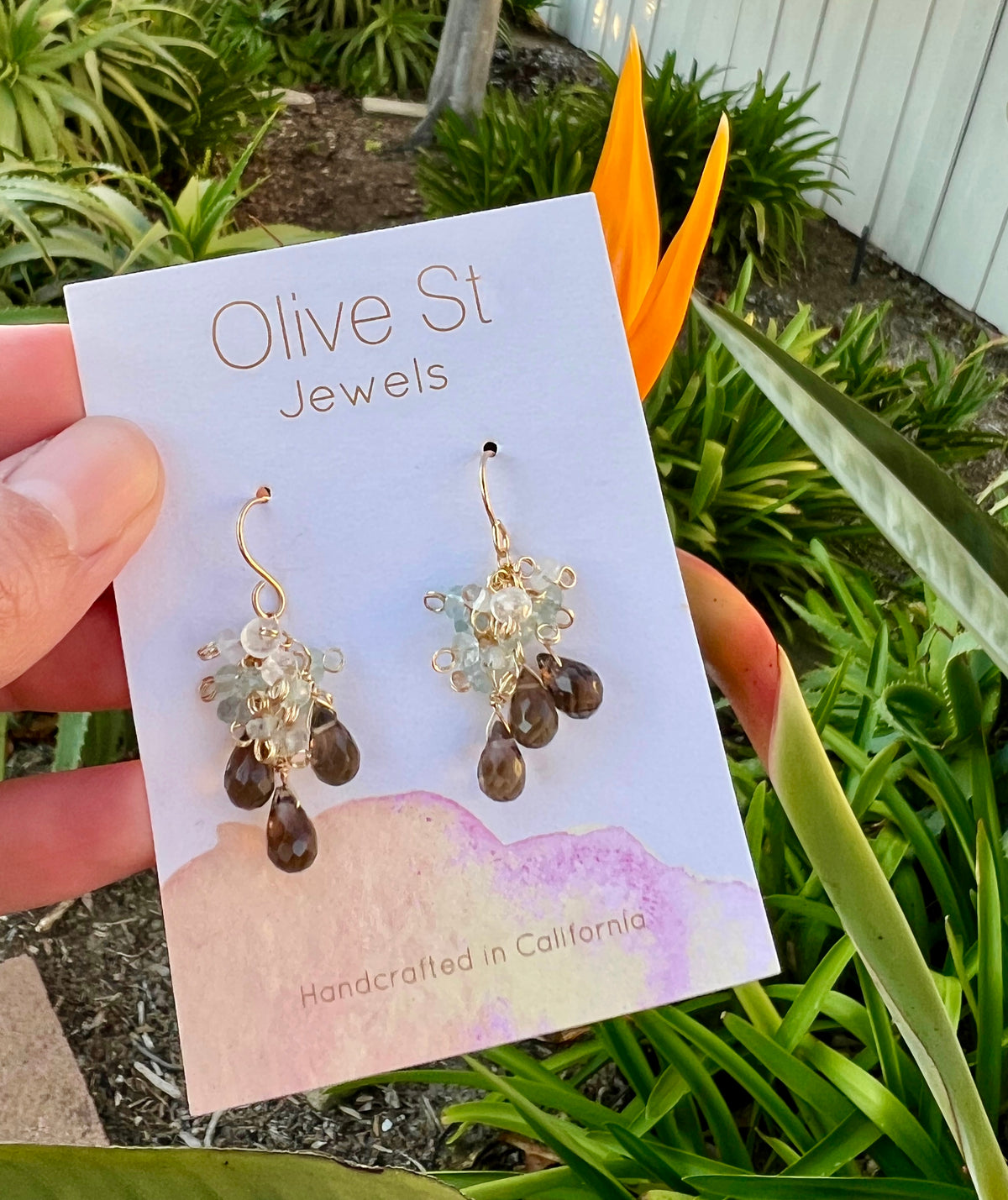 Smokey Quartz | Aquamarine | Moonstone earrings