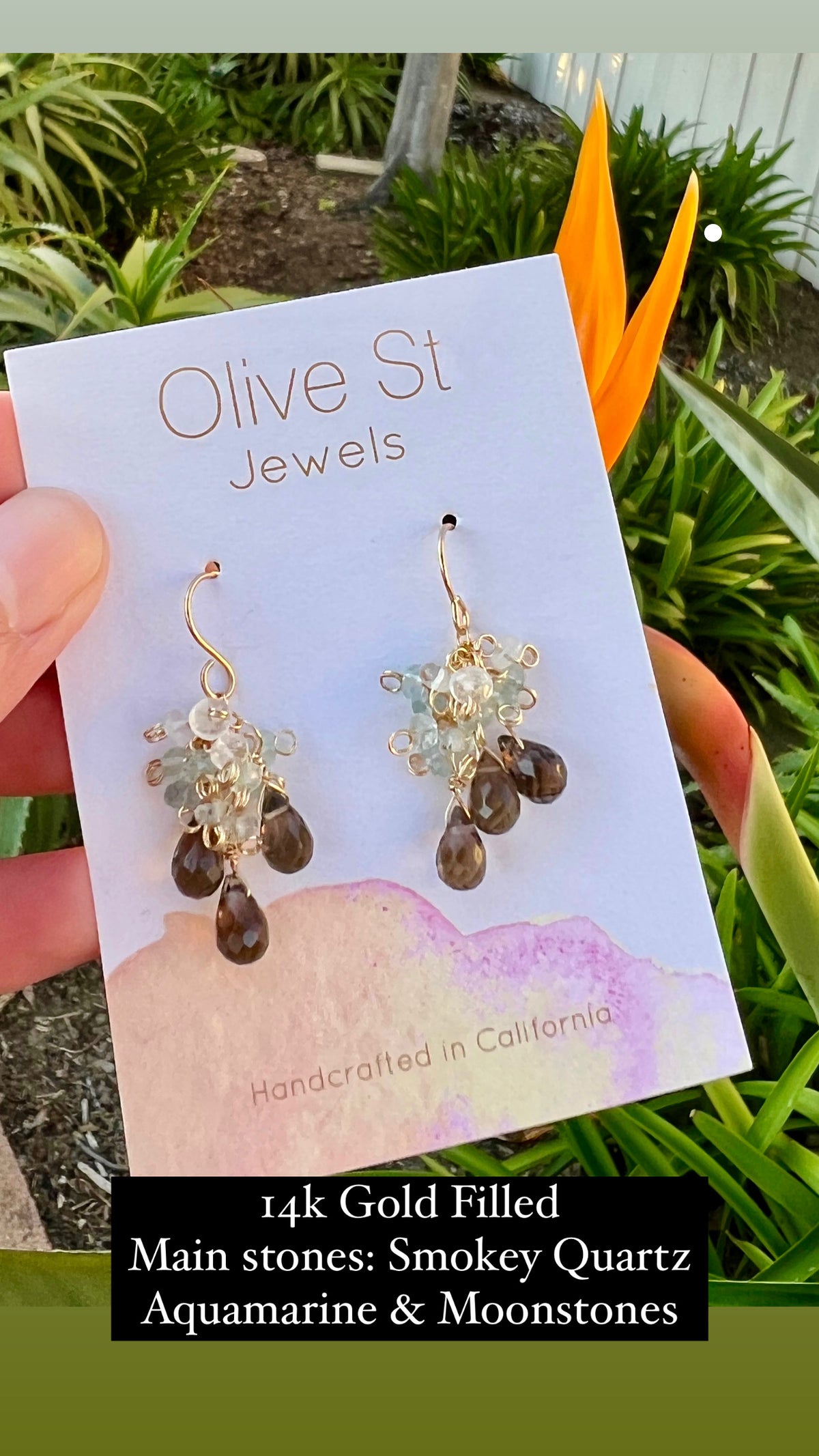 Smokey Quartz | Aquamarine | Moonstone earrings
