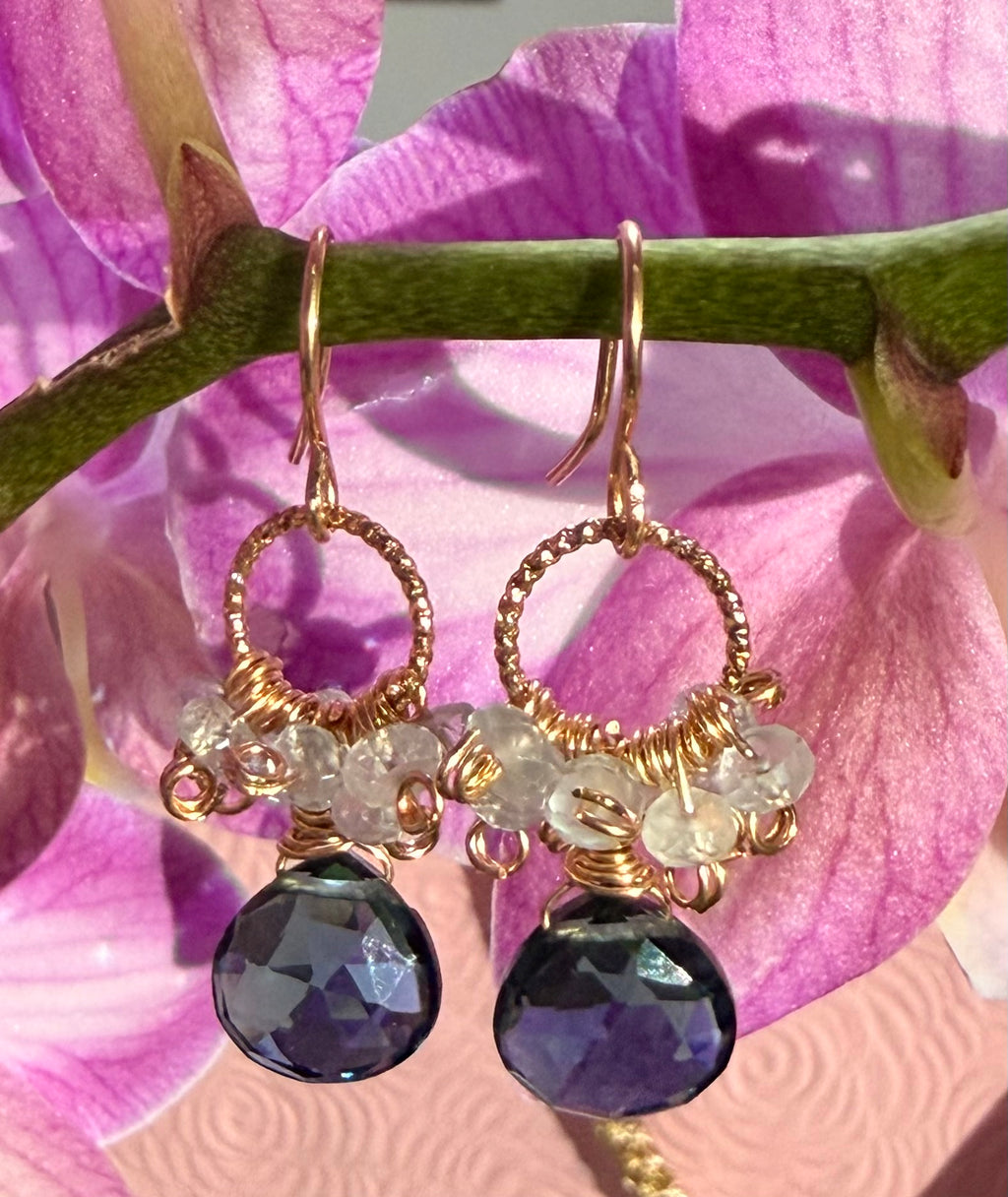 Blue Quartz | Aquamarine 14k Drop Earrings