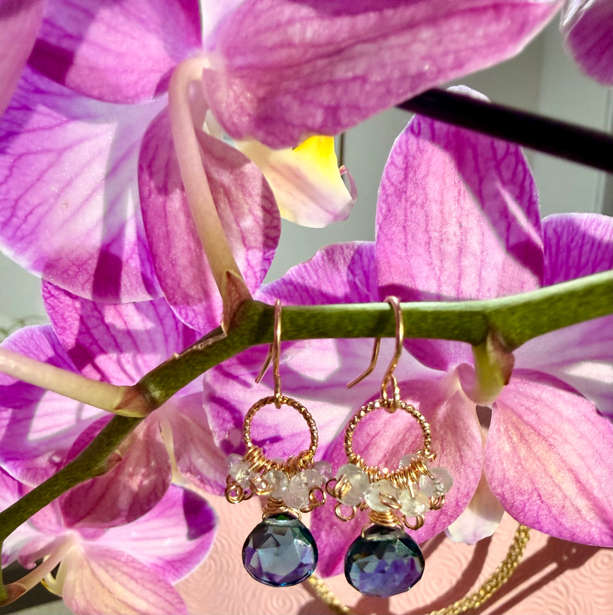 Blue Quartz | Aquamarine 14k Drop Earrings