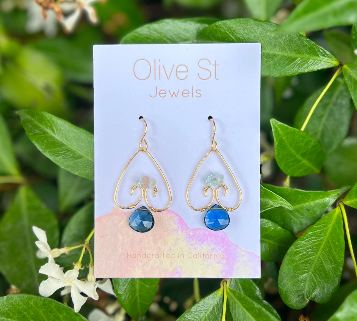 Blue Quartz & Sapphire Earrings