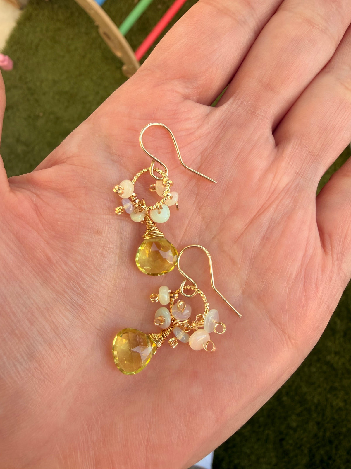 Lemon Quartz | Opal 14k Drop Earrings