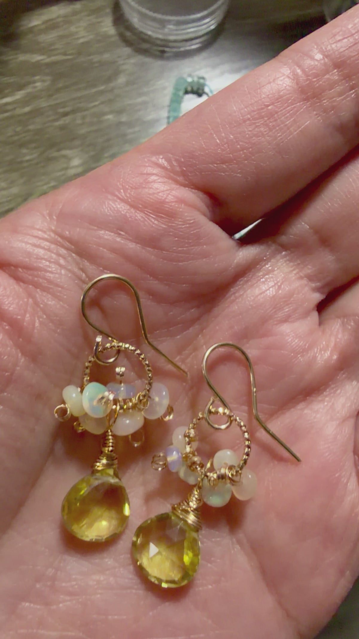 Lemon Quartz | Opal 14k Drop Earrings